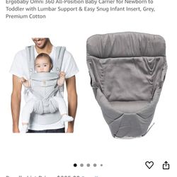 Ergobaby Omni 360 All-Position Baby Carrier for Newborn to Toddler with Lumbar Support & Easy Snug Infant Insert, Grey, Premium Cotton