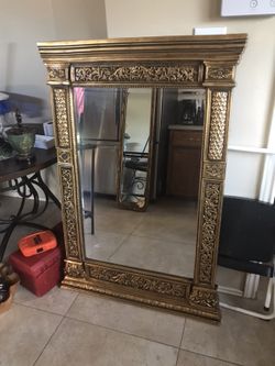 Antique gold painted square mirror