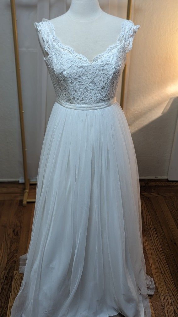 Lace Off The Shoulder Wedding Gown Sz 4