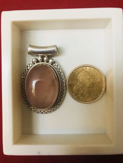 Beautiful Rose Quartz 92.5 Silver Pendant New