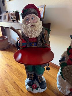 Large Santa Claus Figurine with Serving Tray