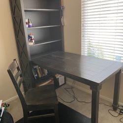 Desk/Shelves With Filing Cabinet And Chair