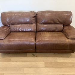 Brown Leather Couch Automatic Recliner 