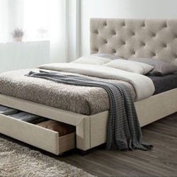 Brand New Beige Cal.king Size Storage Bed Frame