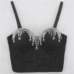 Rhinestone Dangling Bra Top