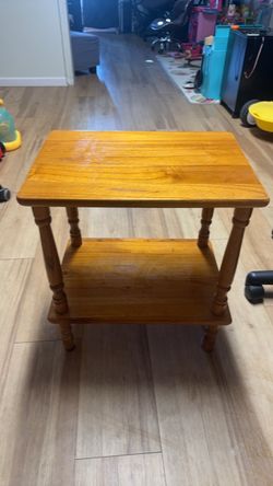 Vintage 2-Tier Wooden Side Table