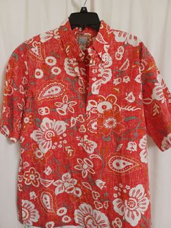 Reyn Spooner Hawaiian Shirt PullOver Reverse Print Red/White Floral Men XL NWOT