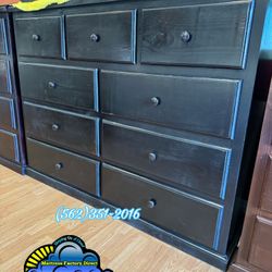Nine Drawer Black Pinewood Chest Cajonera Nueva Bonita 