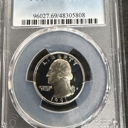 1991 S Gem Proof Washington Quarter Graded By PCGS At PR69 Deep Cameo 3-13
