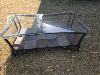 Glass and tile coffe table