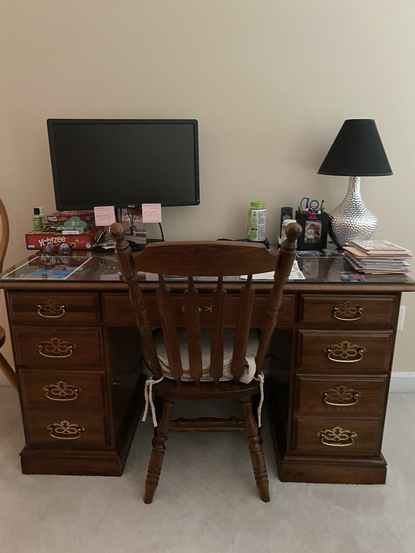 Desk, chair and lamp for sale