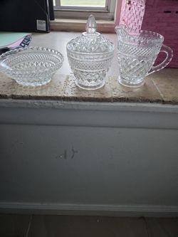 Anchor Hocking Sugar Bowl & Creamer And Bowl