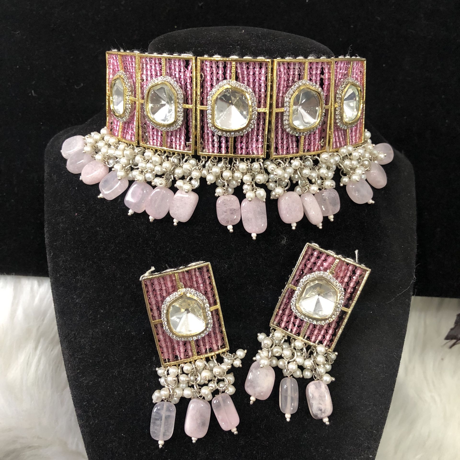 Premium Choker Tiyani Uncut Indian Jewelry Jewellery Earrings Choker 