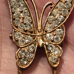 VTG. Unique Butterfly Brooch Pin Copper Looking 1 1/2