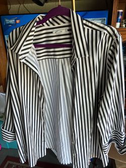 Chico Black and White Striped Button-Up Shirt