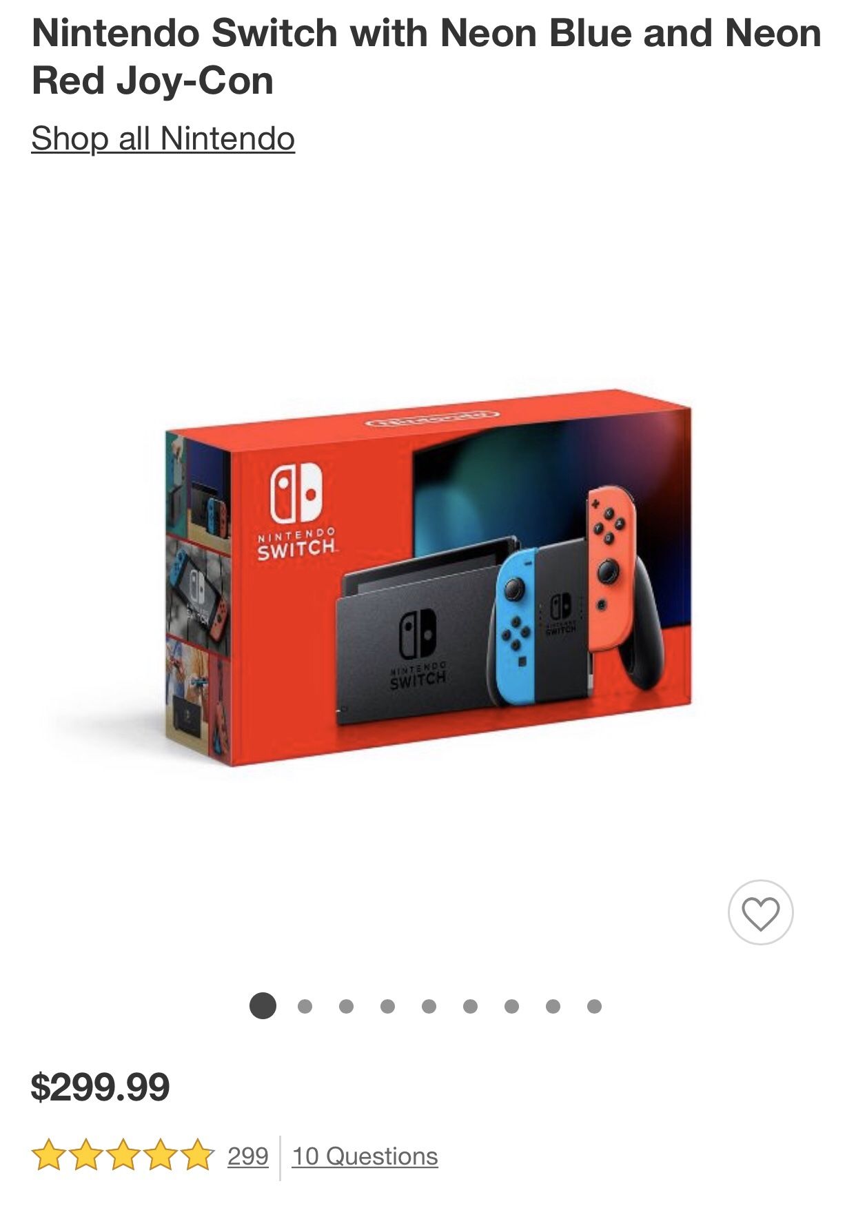 Nintendo Switch with Neon Blue and Neon Red Joy-Con