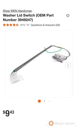 Washer Lid Switch OEM Part (contact info removed)