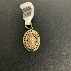 14k Tri color Gold Virgin Mary Pendant 