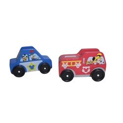 Melissa & Doug Mickey Mouse , Donald Wooden Fire Truck, Car Disney Set of 2