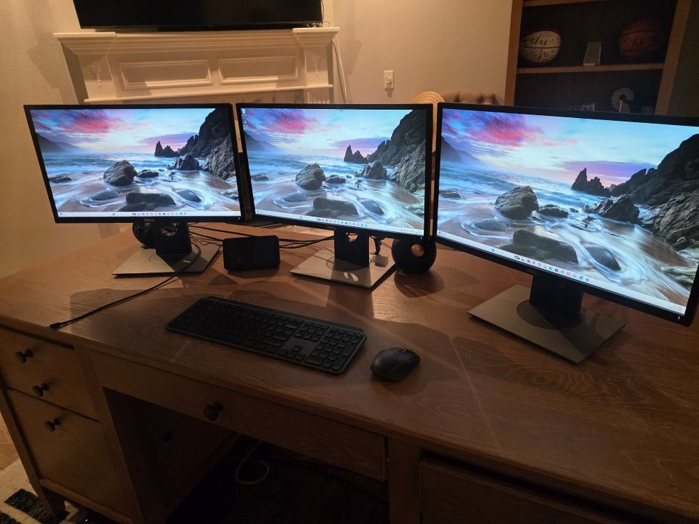 Three Dell 21.5 Inch Monitors (P2217H)