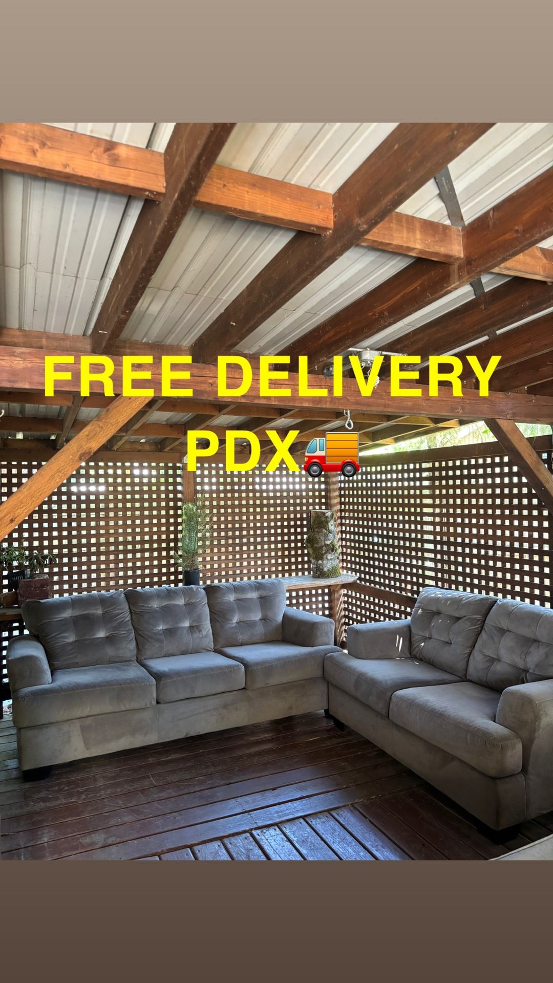 Dark Grey Sofa And Loveseat Set FREE DELIVERY