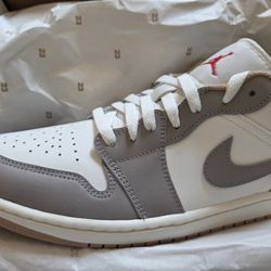 🔥 JORDAN 1 LOW "SAIL COLLEGE GREY RATTAN"NEW W/BOX, MEN'S SIZE 10.5💲125 FIRM TAKES THEM 🔥