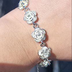 Sterling Silver Rose Bracelet 