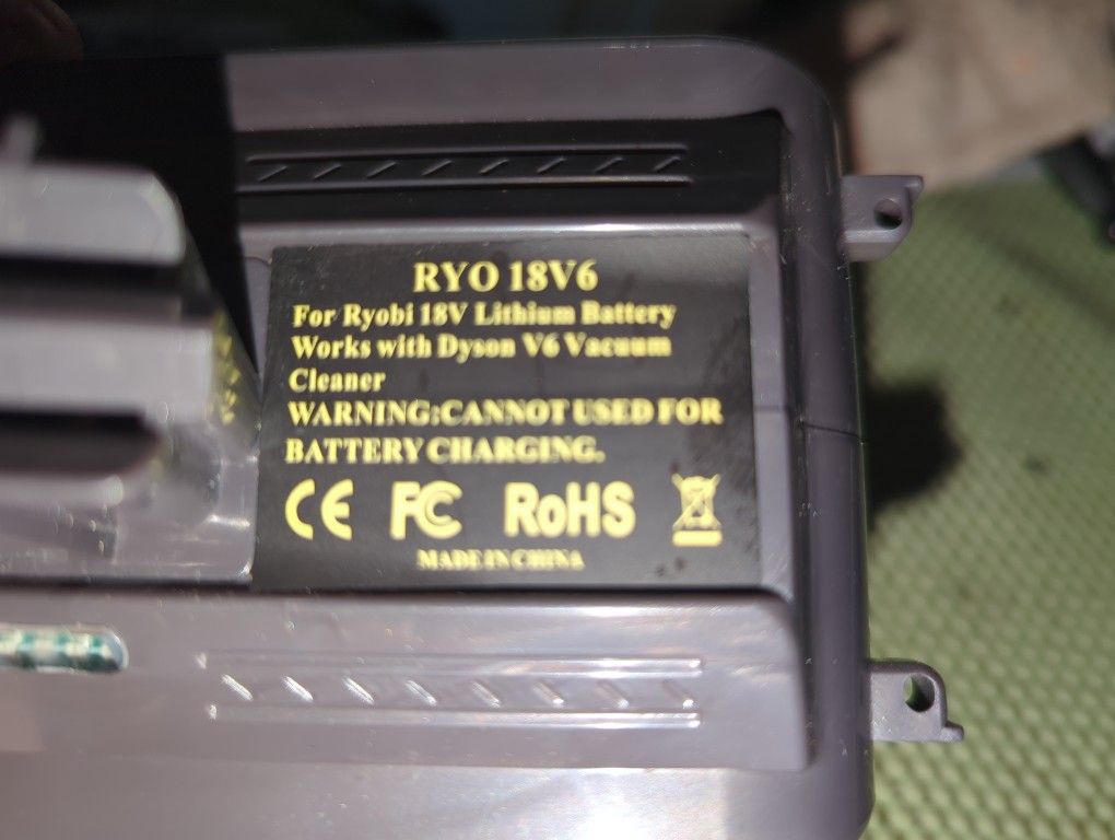 Dyson V6 To Ryobi 18 volt Batt. Conversion.