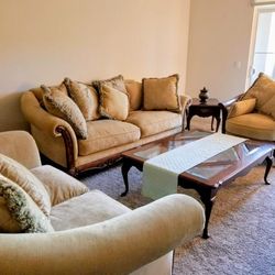 Couch Living Room (3 Seater Sofa + Loveseat +Accent Chair)