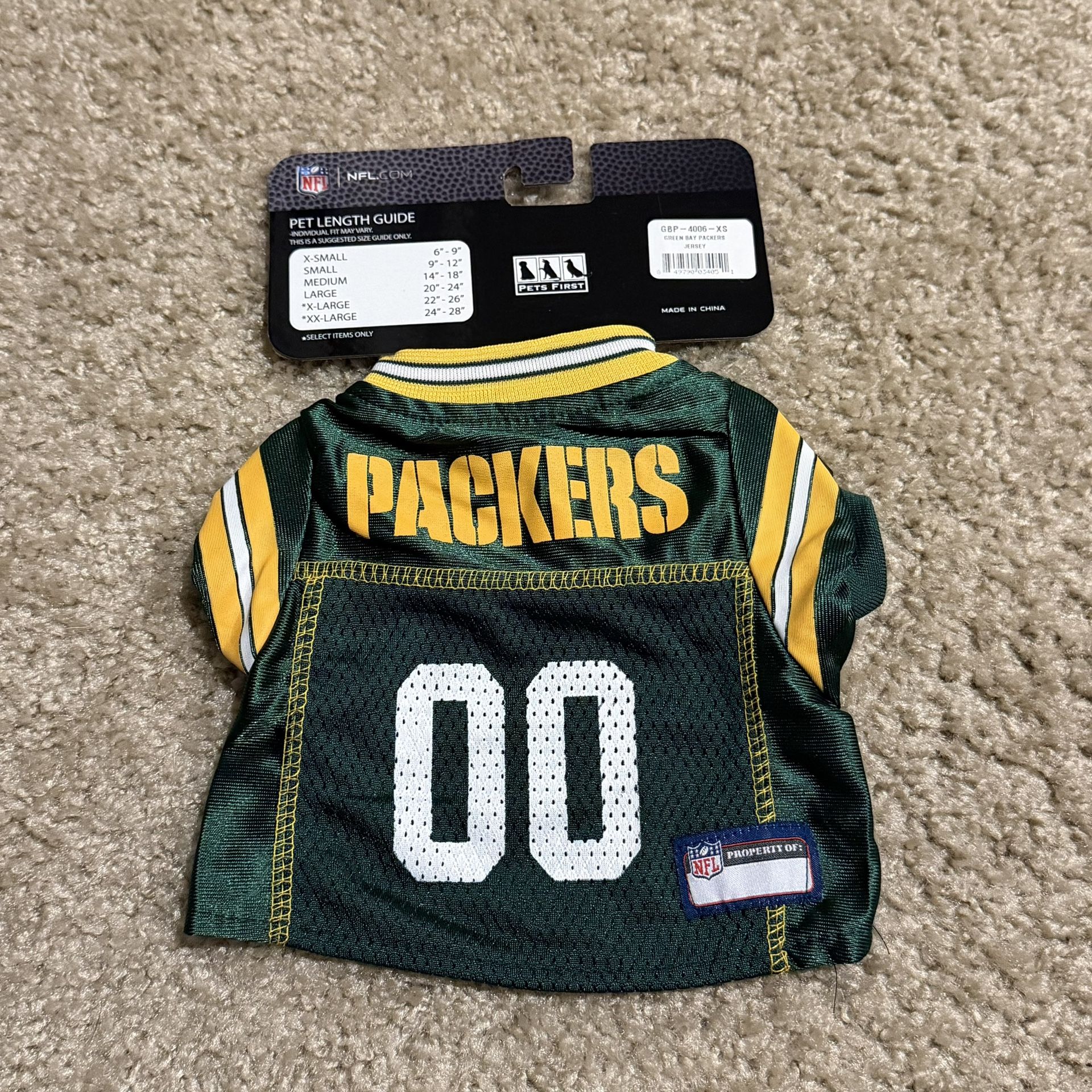 XS Dog Cat Pet Green Bay Packers Jersey Apparel 