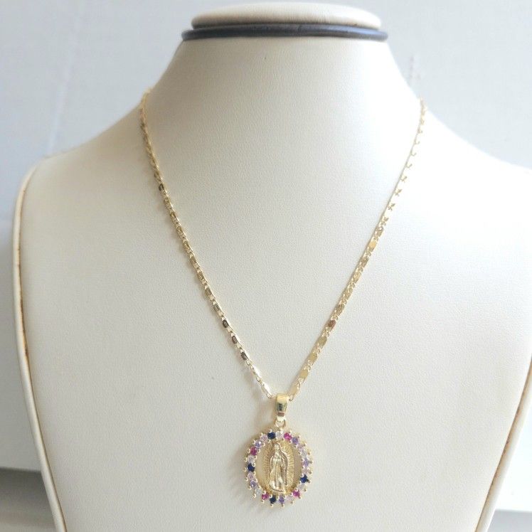 Elegant Gold Plated Pendant Necklace with Multicolor Accents