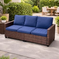 72in Outdoor Patio Wicker Couch Sofa
