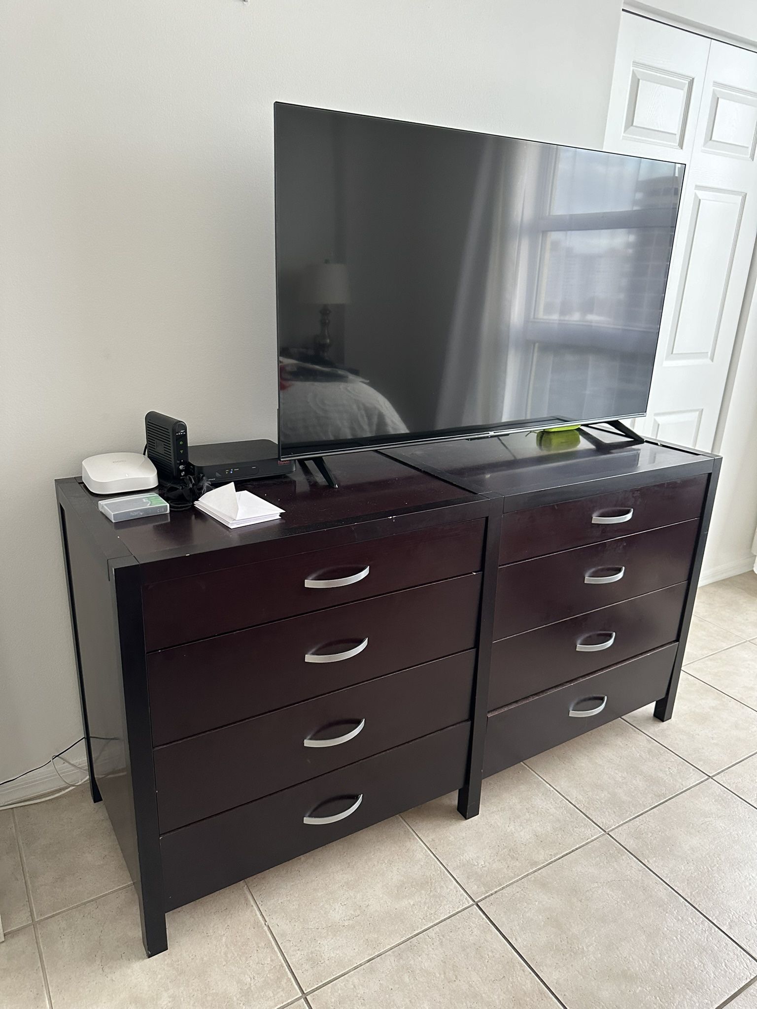 brown dresser with silver handles Benjara Con 48 Inch Tall 5 Drawer Dresser Chest, Silver Knobs, Cappuccino Brown