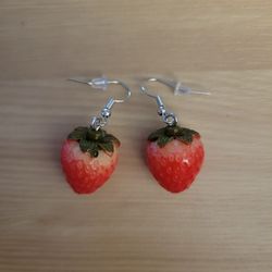 Strawberry Acrylic Dangling Earrings 