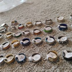 Lot Of 46 Stainless Steel Rings Sizes Labeled And vary
