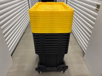 Stackable Plastic Storage Bins with Dolly and Lids