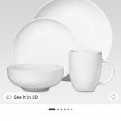 16pc Porcelain Coupe Dinnerware Set White 