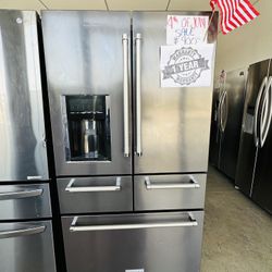 Black Stainless Kitchen Aid 5 Doors Refrigerator 