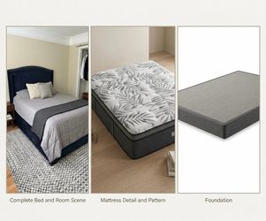 Queen Bed Set - Rooms To Go Bed Frame + Sealy Mattress & Foundation (Like New!)