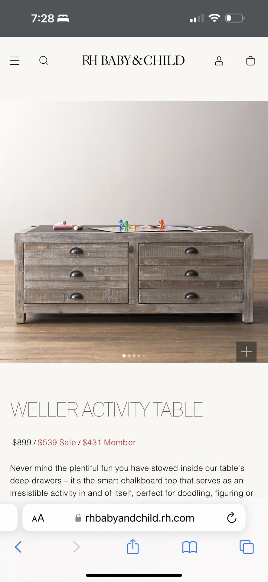 RH Restoration Hardware Weller Activity Table