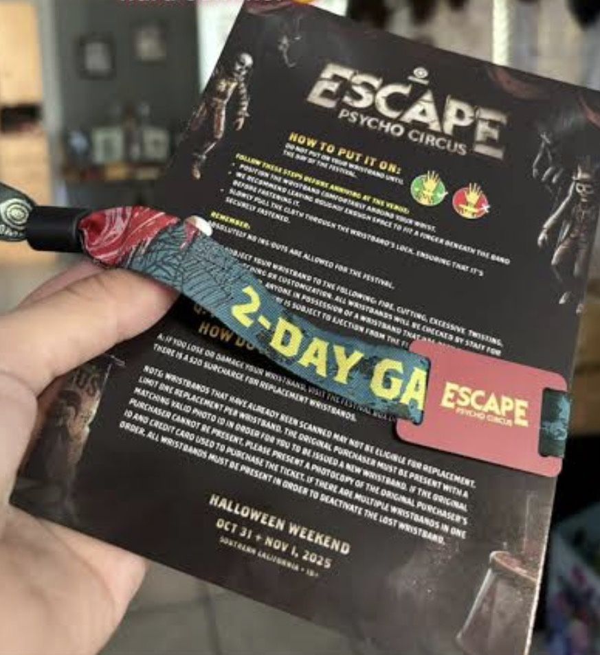 1 Escape 2day GA Wristband 