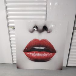 Amazing Rugs Red Lips Frameless Framed Abstract Ceramic Print