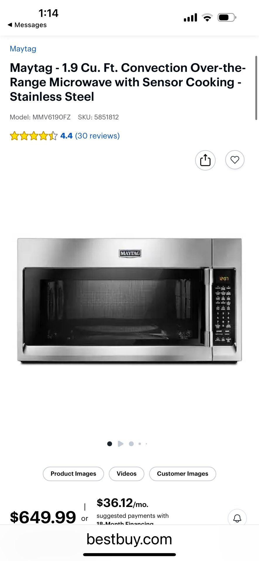 Microwave For Over The Range