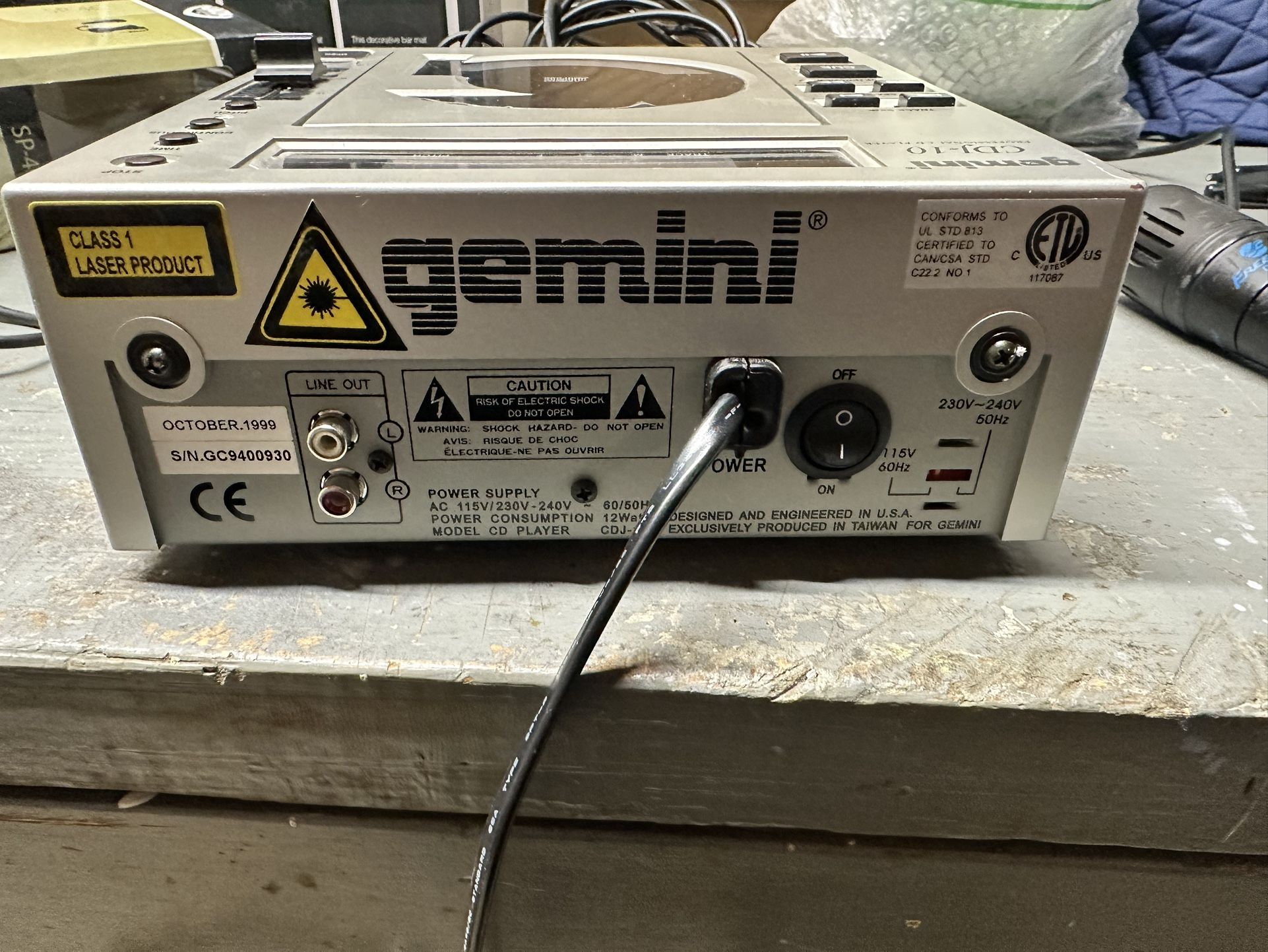 Classic! Gemini cdj 10 DJ cd player w/pitch control like new in box