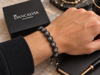 Dancalvia California Black Rhinestone Pavé Bracelet – Adjustable – Original Box