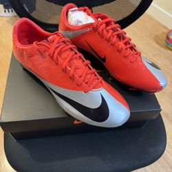 Nike Zoom Mercurial Vapor Superfly 1 RGN FG SE CR7 Max Orange Metallic Silver Size 12