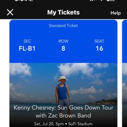 2 Floor Tickets To kenny Chesney