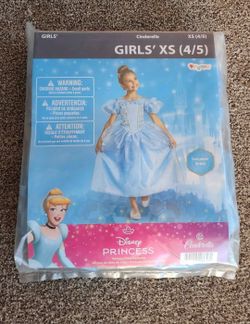 NEW 4/5 Deluxe Disney Princess Dress Cinderella Dress Up Vestido de Princesa Cenicienta