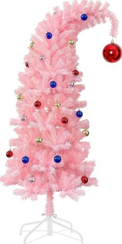 Hatisan 6FT Christmas Tree Artificial Bent Pink Christmas Tree (Pink 6ft)