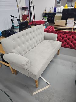 Light Gray Tufted Loveseat Sofa